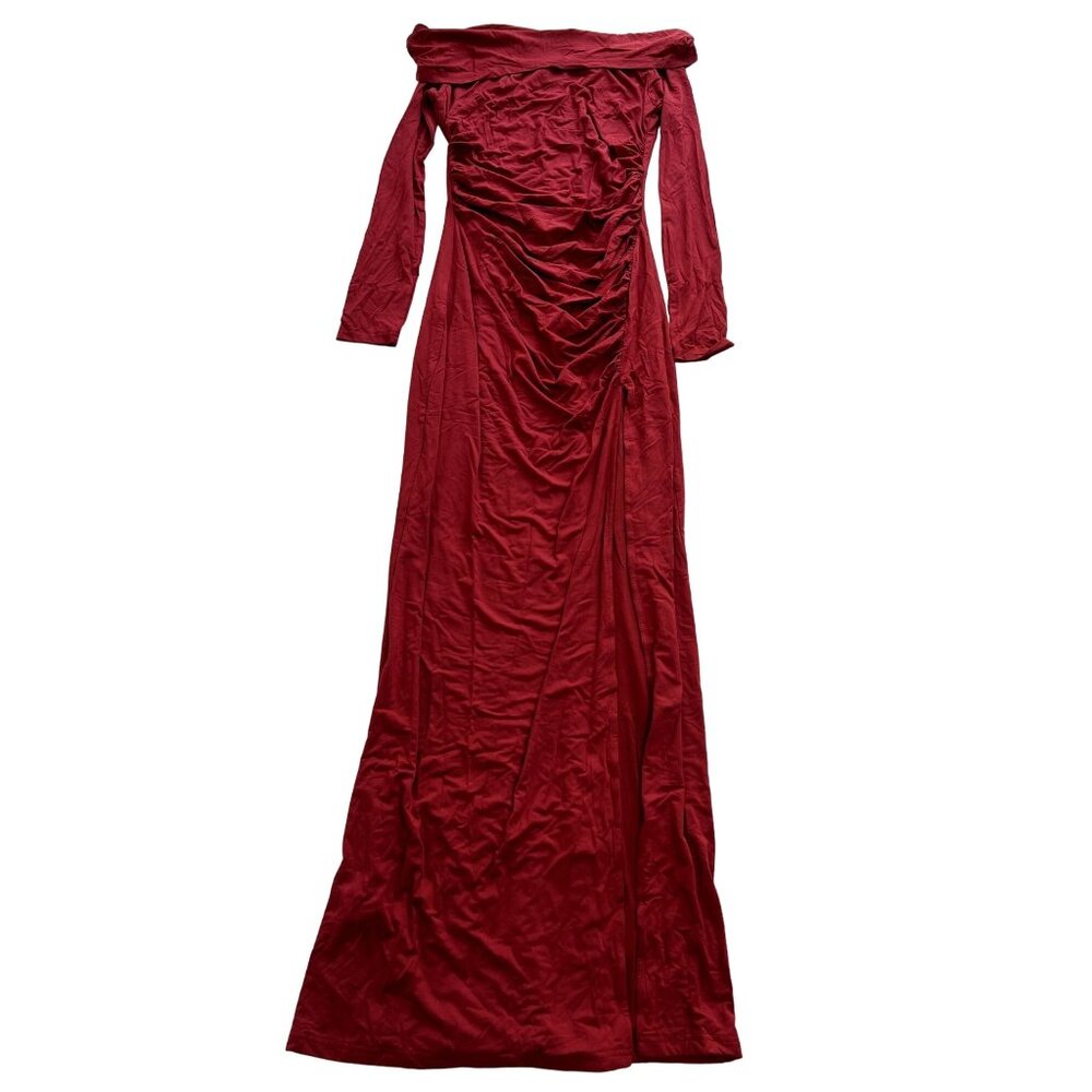 BUMPSUIT The Off The Shoulder Evening Maternity Dress in Red
